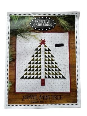 PRIMITIVE GATHERINGS Joyful Mini Tree Quilt Pattern Christmas 17x17.5”